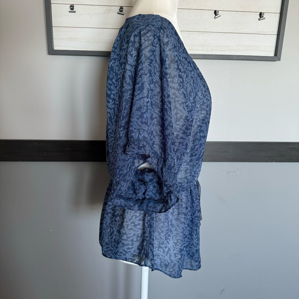 A.N.A dolman short sleeve v-neck flutter tie waistband size medium transparent - Picture 5 of 13